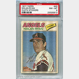 Nolan Ryan 1977 Topps Cloth Stickers #40 PSA 8