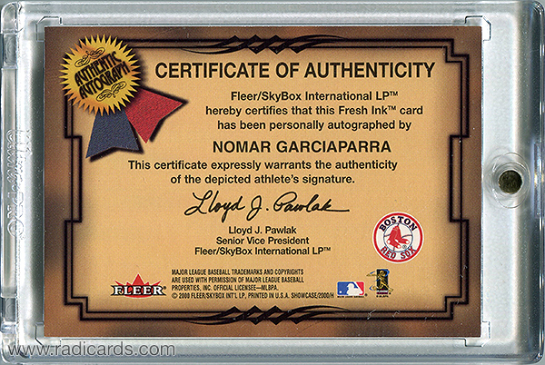 Nomar Garciaparra 2000 Fleer Showcase Fresh Ink #14