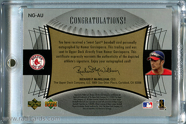 Nomar Garciaparra 2003 Sweet Spot Signatures #NG-AU Blue Ink /40